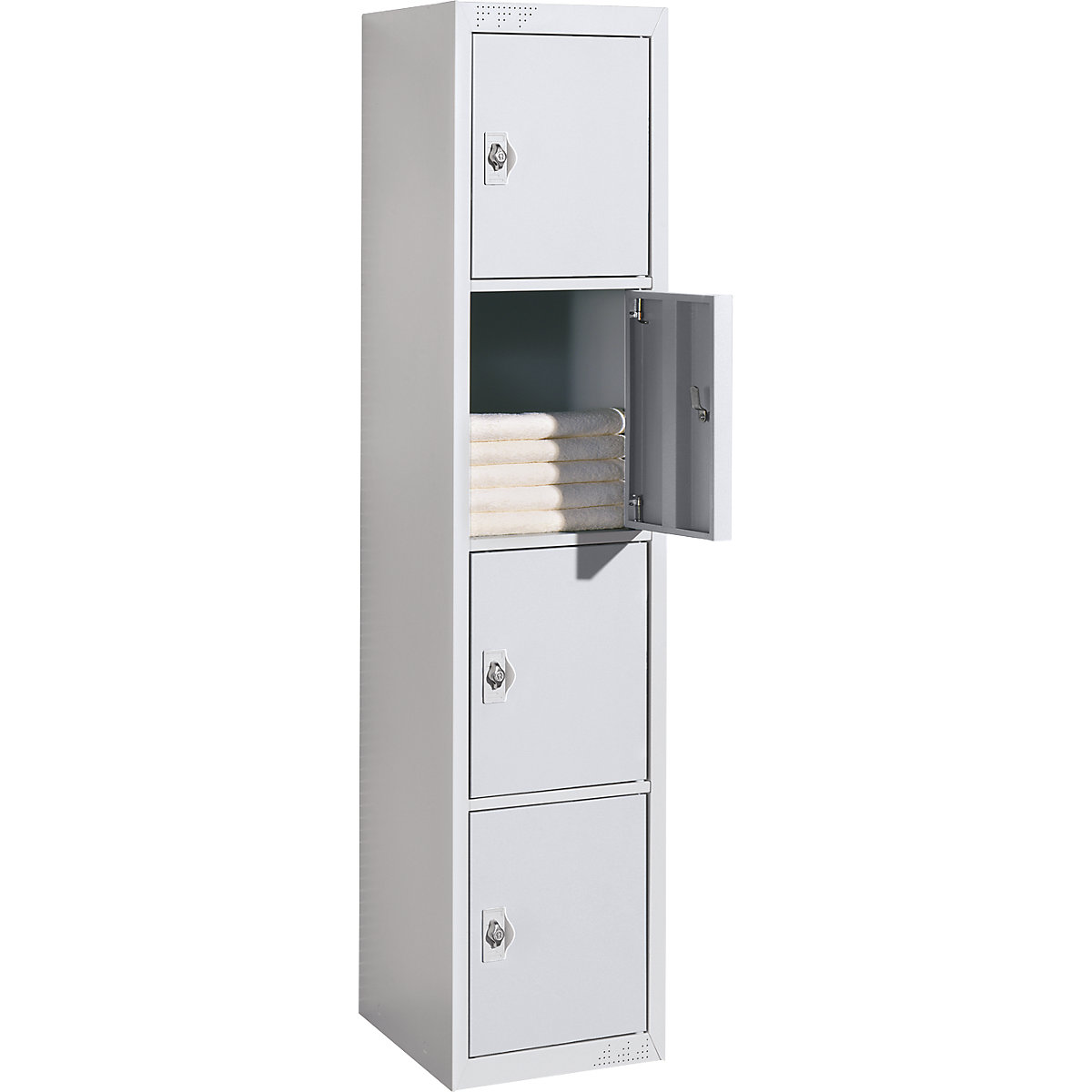 Steel locker, 4 compartments, width 450 mm, standard unit, light grey door-2