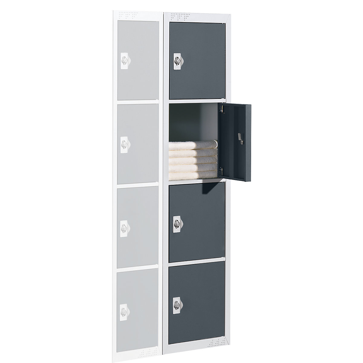 Steel locker, 4 compartments, width 450 mm, extension unit, basalt grey door-5