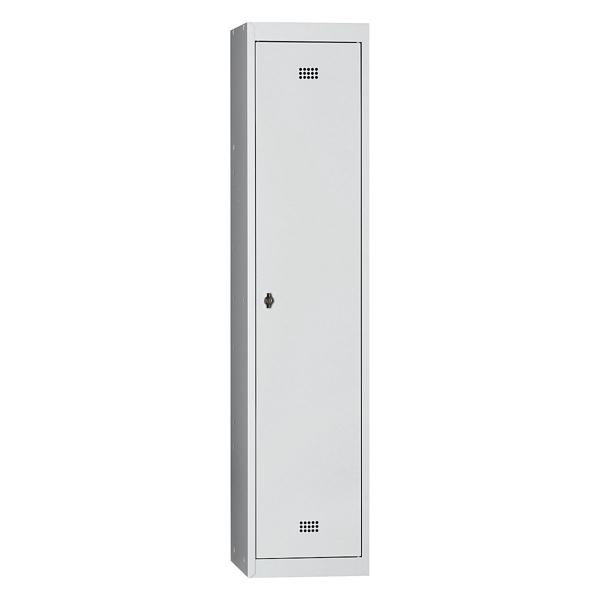 Steel locker – Wolf, stove enamelled, 1 compartment, height 1700 mm, width 400 mm, 1 hat shelf, 1 clothes rail, standard element, light grey / light grey-16