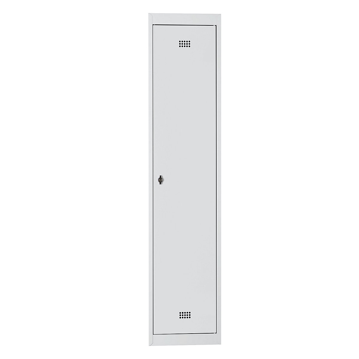 Steel locker – Wolf, stove enamelled, 1 compartment, height 1700 mm, width 400 mm, 1 hat shelf, 1 clothes rail, extension element, light grey / light grey-20