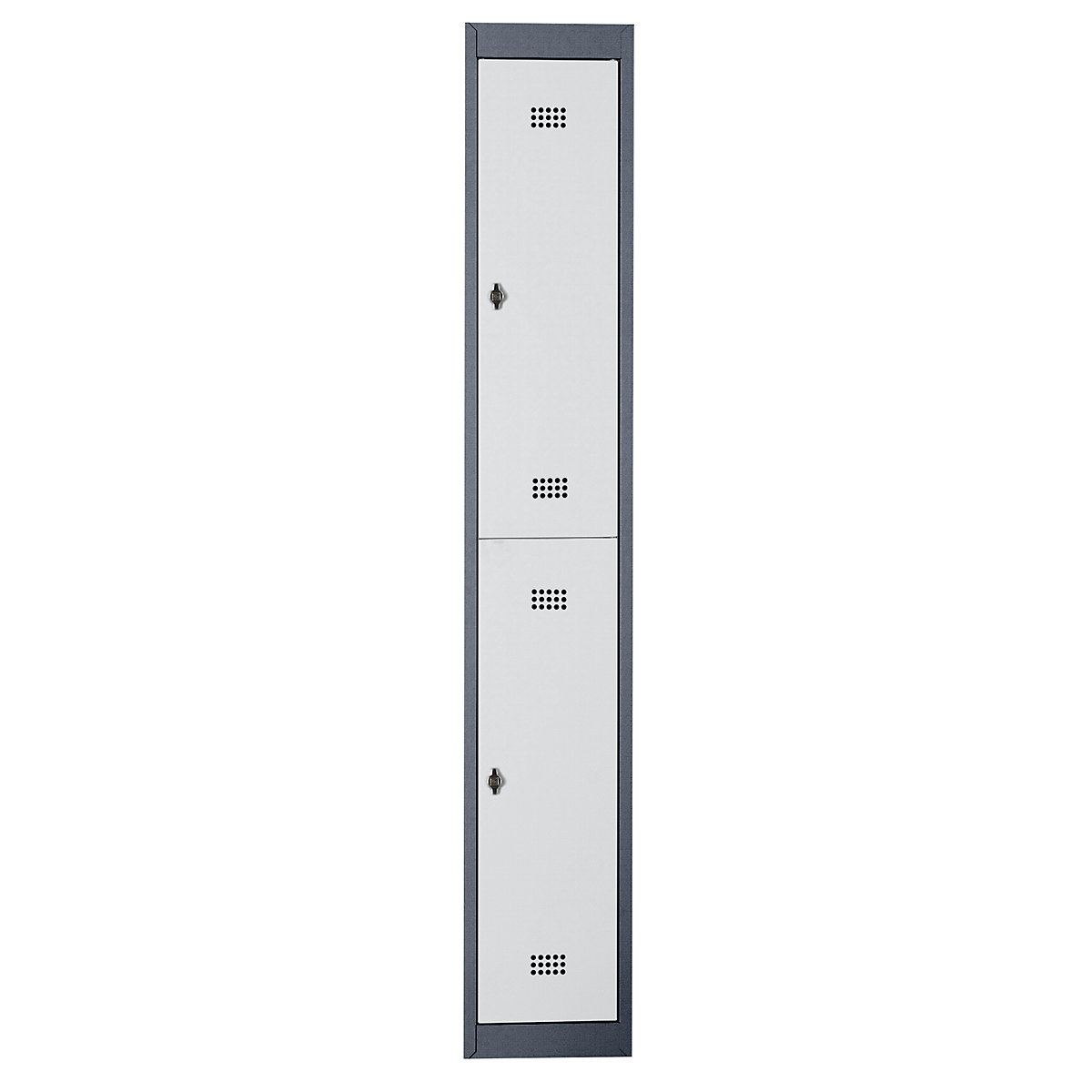 Steel locker – Wolf, stove enamelled, 2 compartments, height 840 mm, width 300 mm, 1 clothes rail, extension element, charcoal / light grey-17