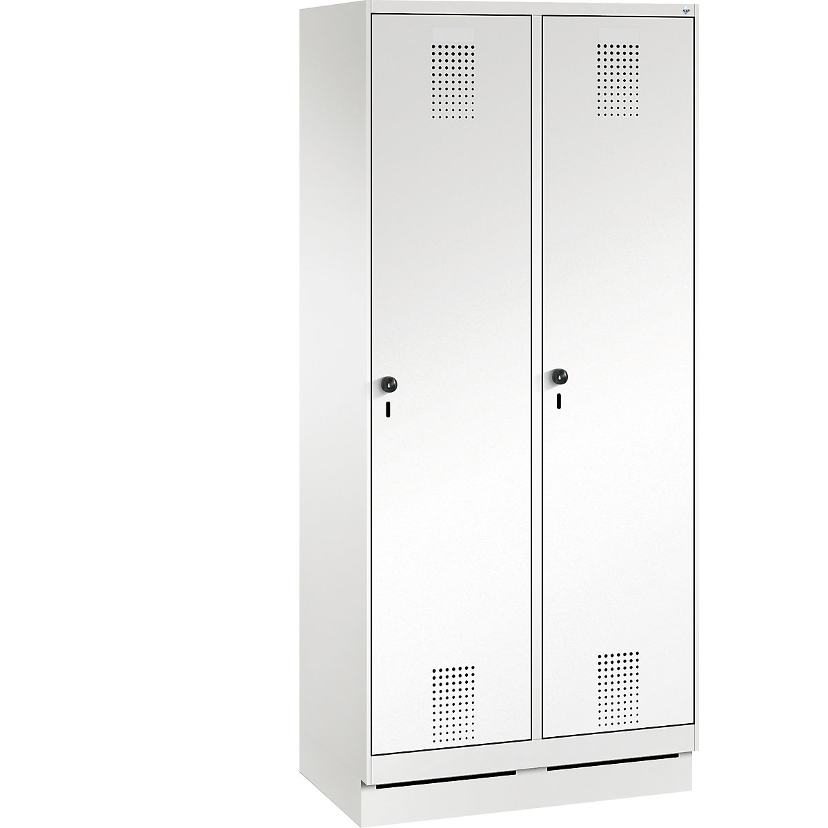 UV-C cloakroom locker – C+P, HxD 1800 x 500 mm, traffic white, width 800 mm, 2 compartments-1