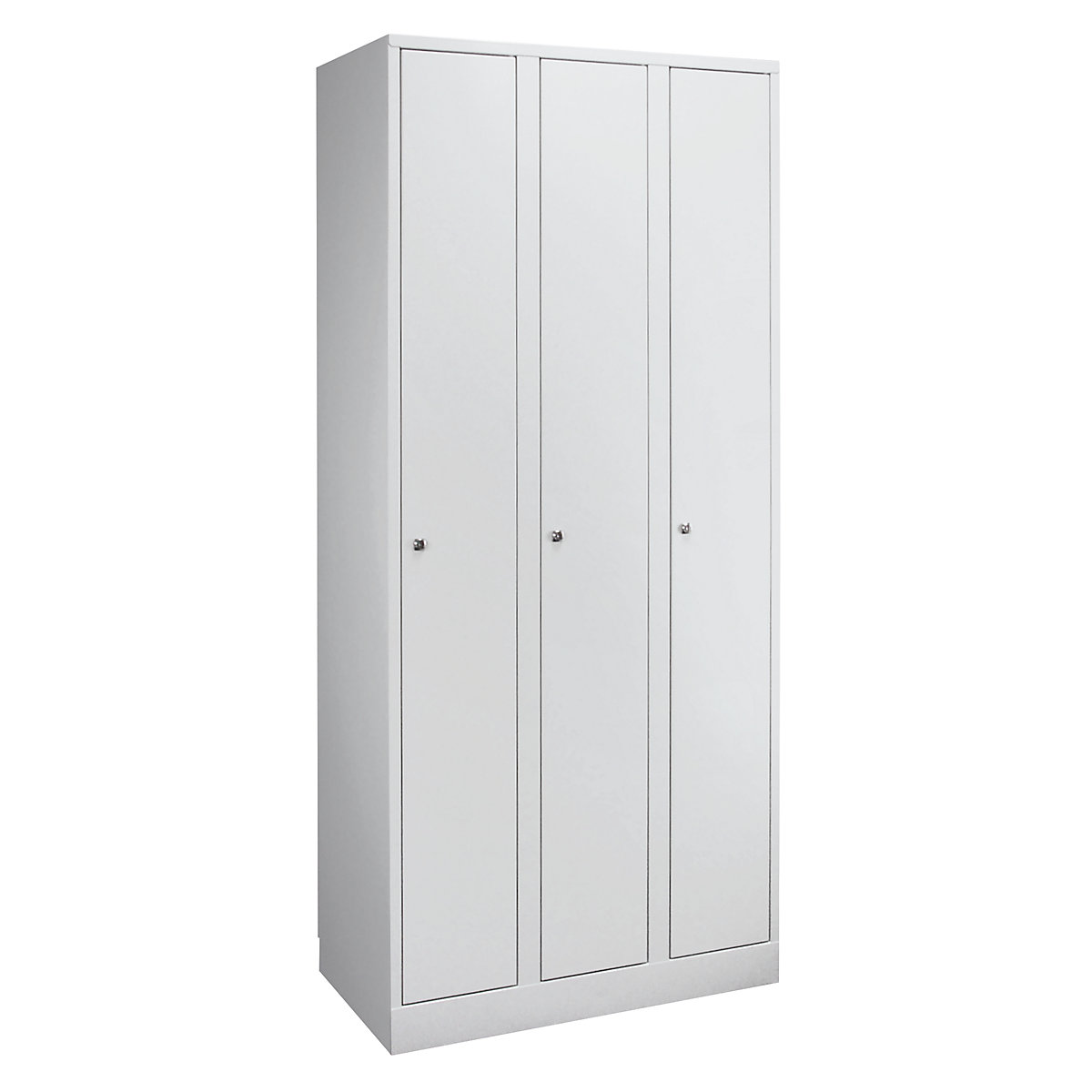 Wardrobe in practical sizes – Wolf, 3 compartments, compartment width 400 mm, light grey / light grey-5