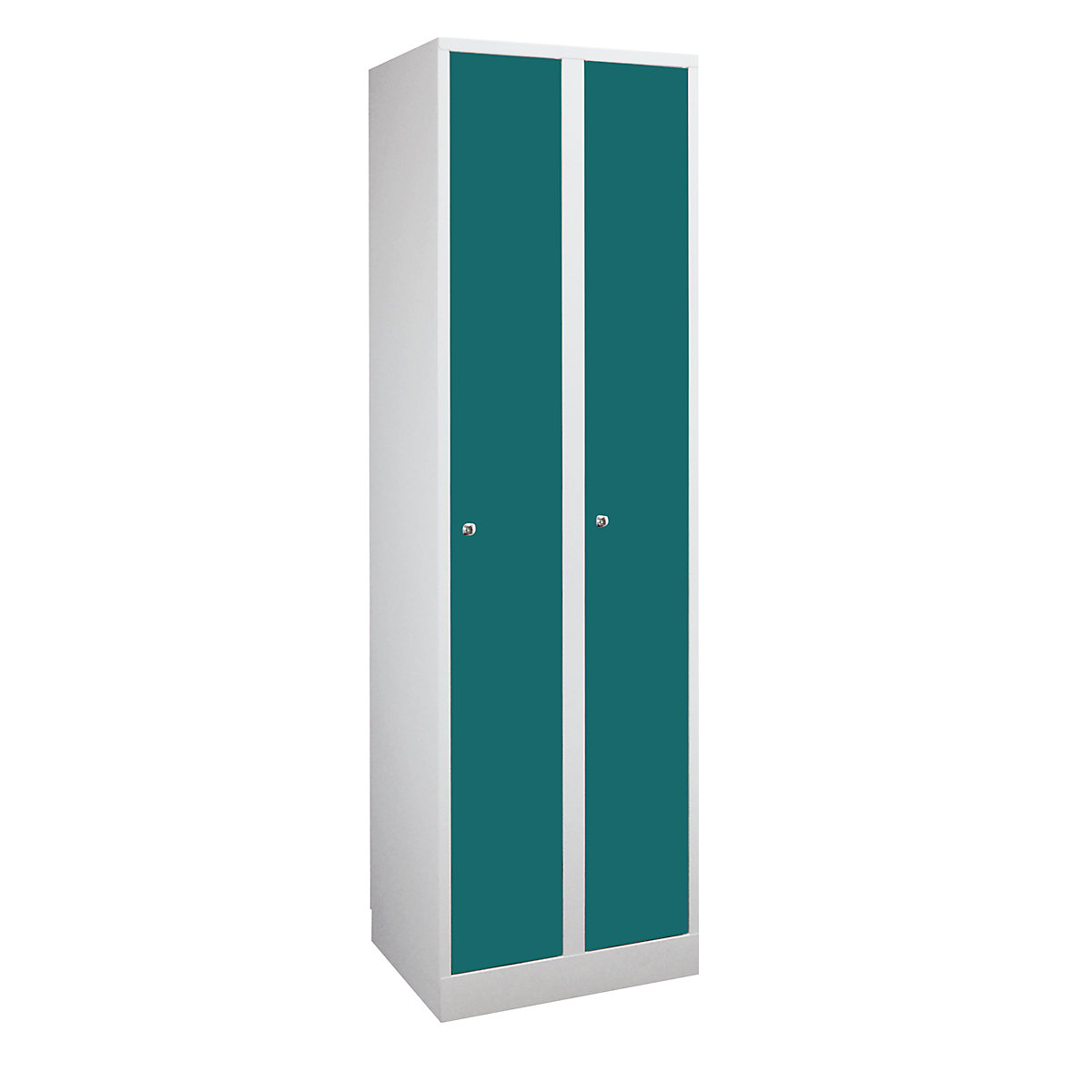 Wardrobe in practical sizes – Wolf, 2 compartments, compartment width 400 mm, light grey / opal green-6