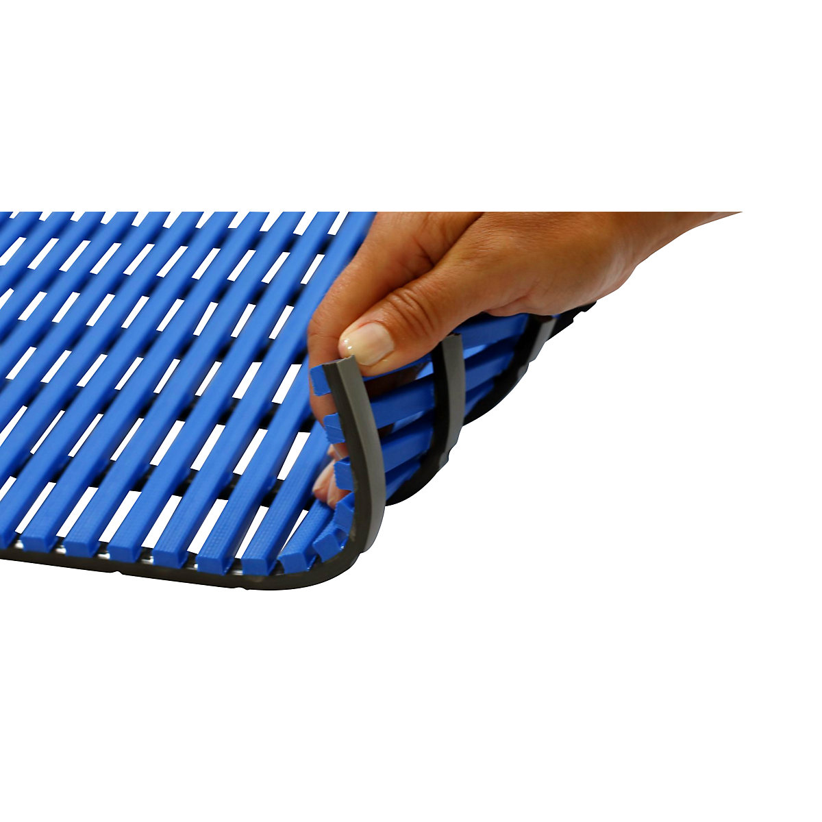Wet room mat, anti-bacterial, 10 m roll, blue, width 600 mm