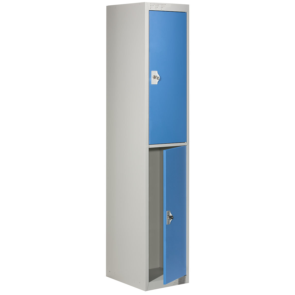 EUROKRAFTbasic Garderobenschrank-System mit Grund- und Anbauelementen, HxBxT 1800 x 300 x 500 mm, 1 Kleiderstange, lichtgrau / lichtblau, Grundelement