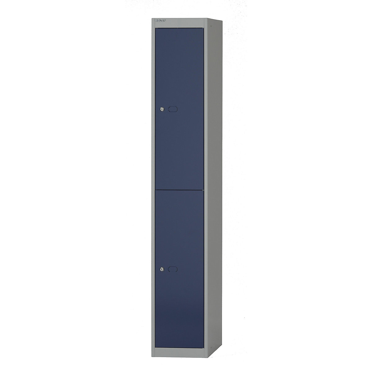 BISLEY OFFICE Garderobensystem, Tiefe 305 mm, 2 Fächer mit je 1 Kleiderhaken, Korpusfarbe Lichtgrau, Türfarbe Oxfordblau