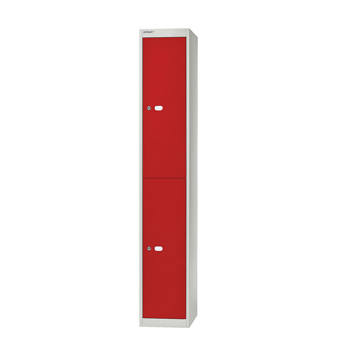 BISLEY OFFICE Garderobensystem, Tiefe 457 mm, 2 Fächer mit je 1 Kleiderhaken, Korpusfarbe Lichtgrau, Türfarbe Kardinalrot