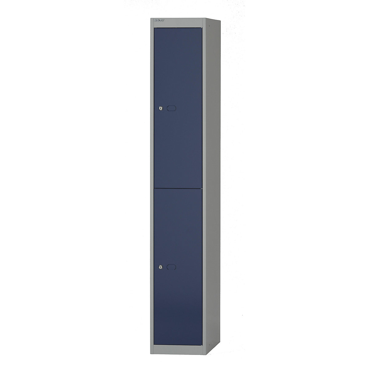 BISLEY OFFICE Garderobensystem, Tiefe 457 mm, 2 Fächer mit je 1 Kleiderhaken, Korpusfarbe Lichtgrau, Türfarbe Oxfordblau