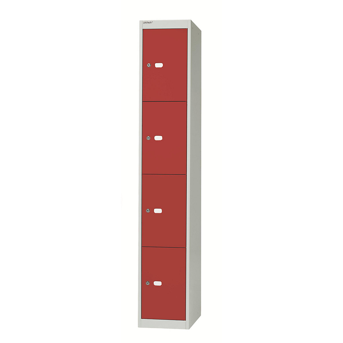 BISLEY OFFICE Schließfachsystem, Tiefe 305 mm, 4 Fächer, Korpusfarbe Lichtgrau, Türfarbe Kardinalrot