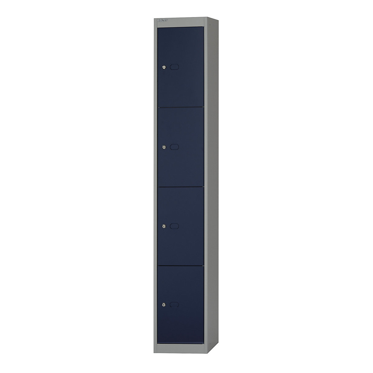 BISLEY OFFICE Schließfachsystem, Tiefe 305 mm, 4 Fächer, Korpusfarbe Lichtgrau, Türfarbe Oxfordblau