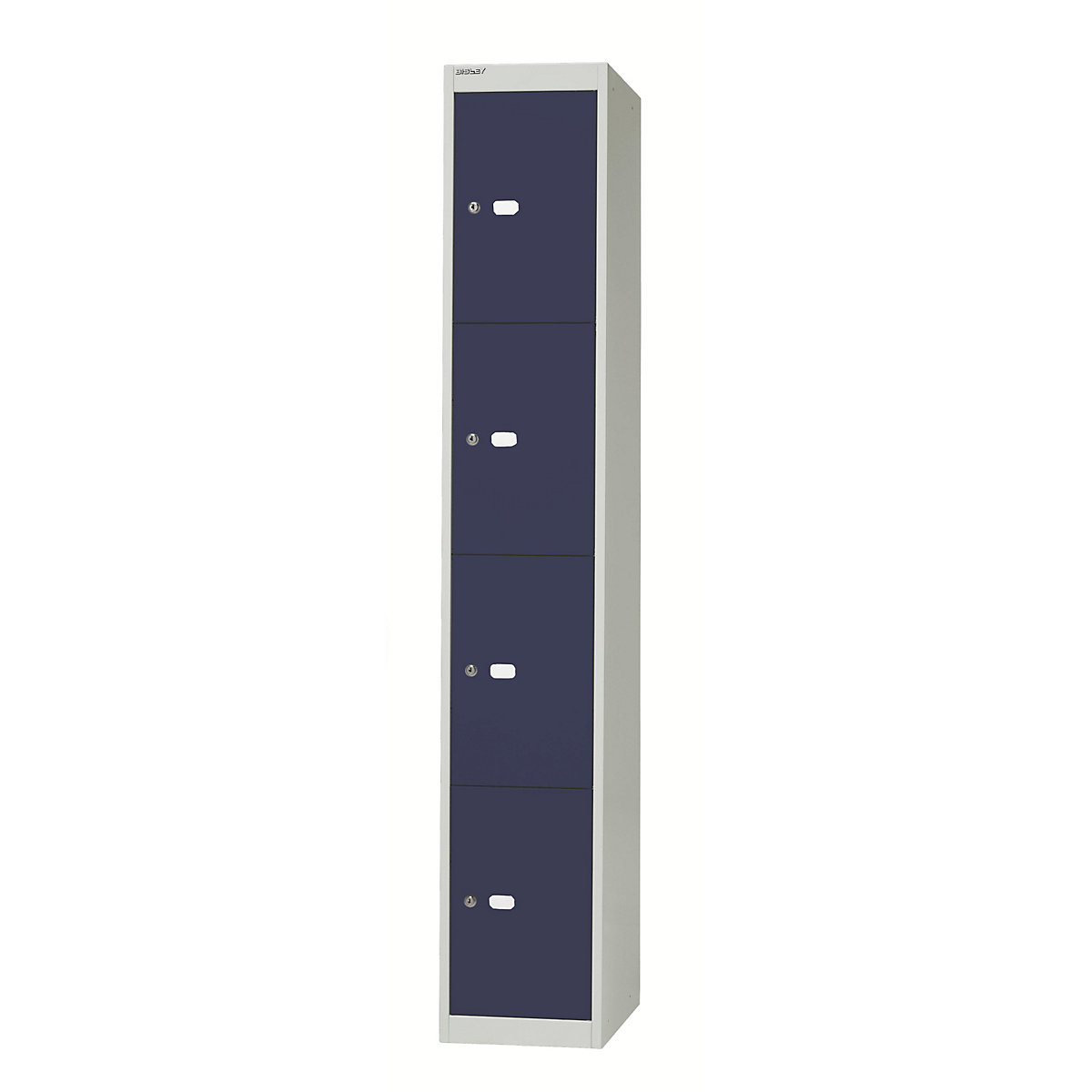 BISLEY OFFICE Schließfachsystem, Tiefe 457 mm, 4 Fächer, Korpusfarbe Lichtgrau, Türfarbe Oxfordblau