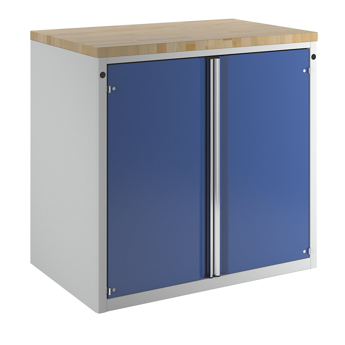 Schrank für Material- und Werkzeugausgabetheke ANKE, 2 Türen, 2 Fachböden, grau / blau-5