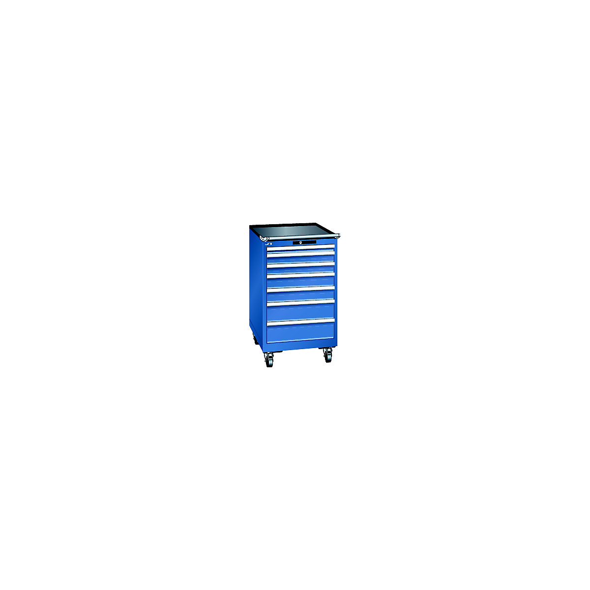 Schubladenschrank, fahrbar LISTA, BxTxH 564 x 725 x 990 mm, 7 Schubladen, enzianblau-2