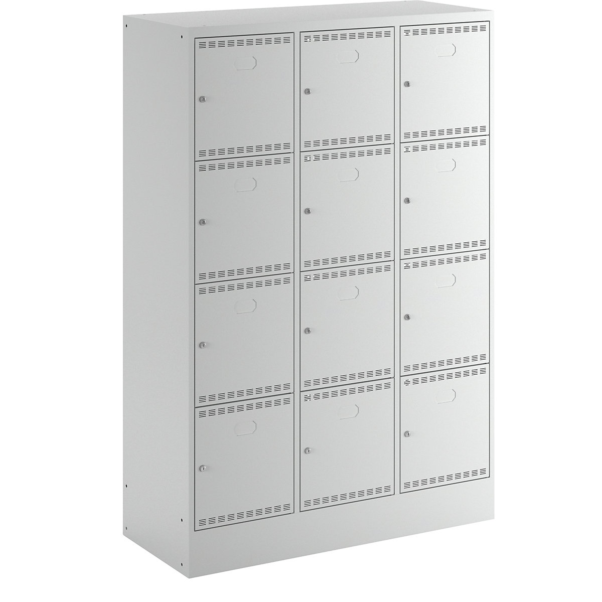 Accuoplaadkast met stroomvoorziening en lockers – LISTA, met 3 x 4 vakken, 2 x 230 V, grijs-5
