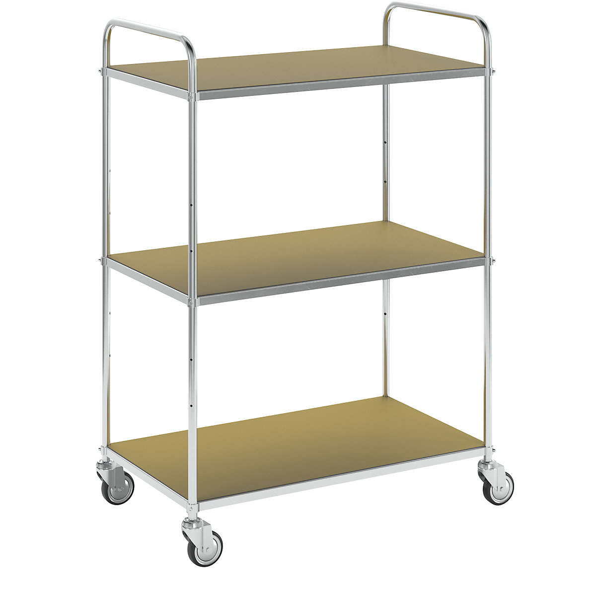 Carrello a ripiani ESD – Kongamek, lungh. x largh. x alt. 980 x 585 x 1445 mm, 3 ripiani, 4 rotelle pivottanti-1