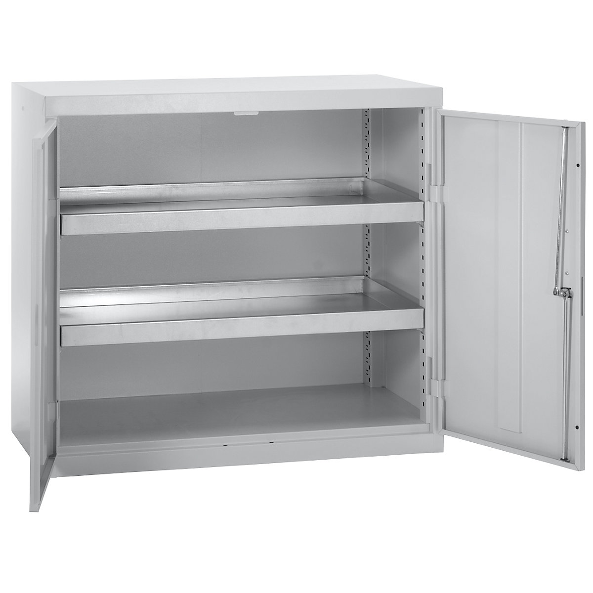 Environmental cupboard without door perforations, HxWxD 900 x 1000 x 500 mm, 2 tray shelves, light grey / light grey-5