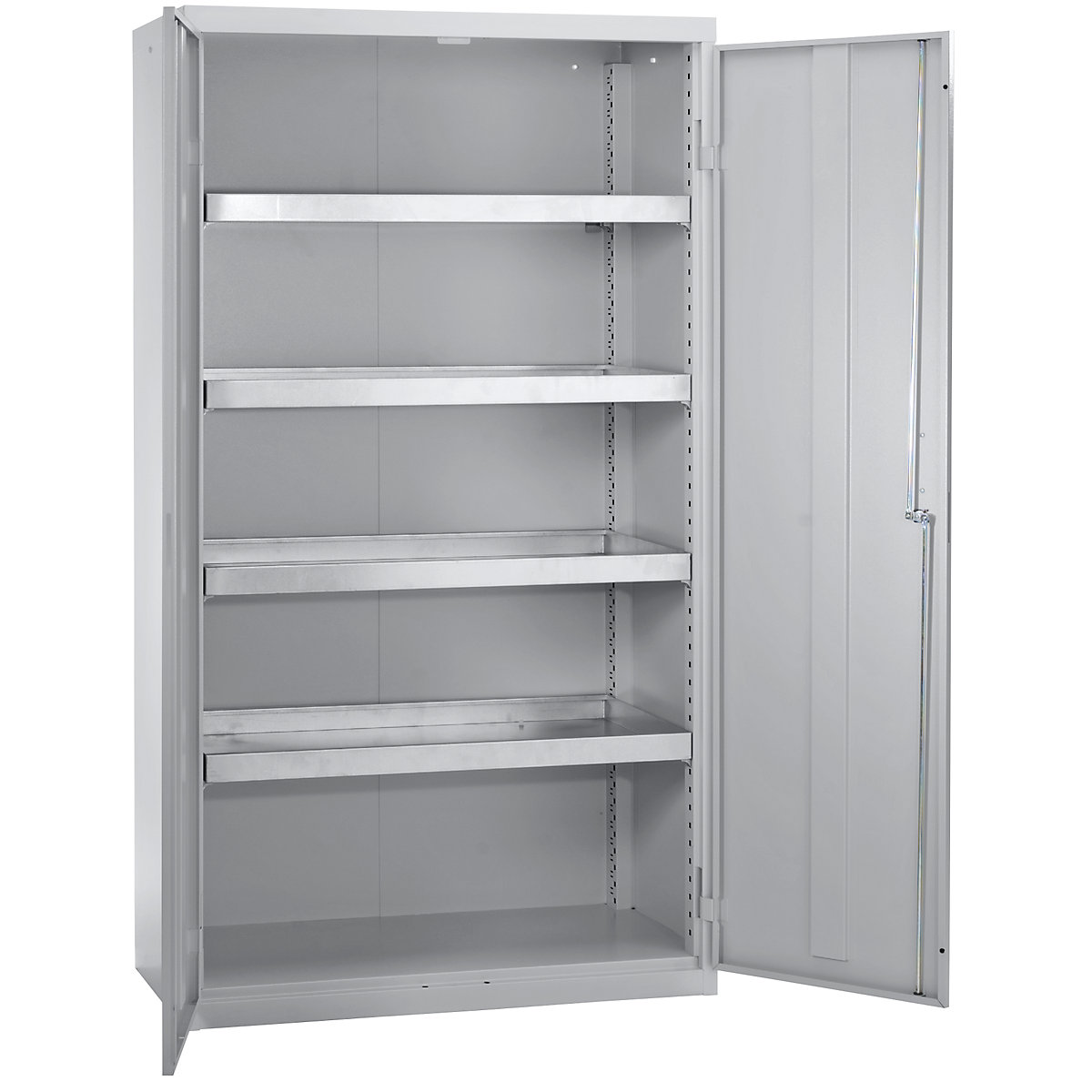 Environmental cupboard without door perforations, HxWxD 1800 x 1000 x 500 mm, 4 tray shelves, light grey / light grey-5
