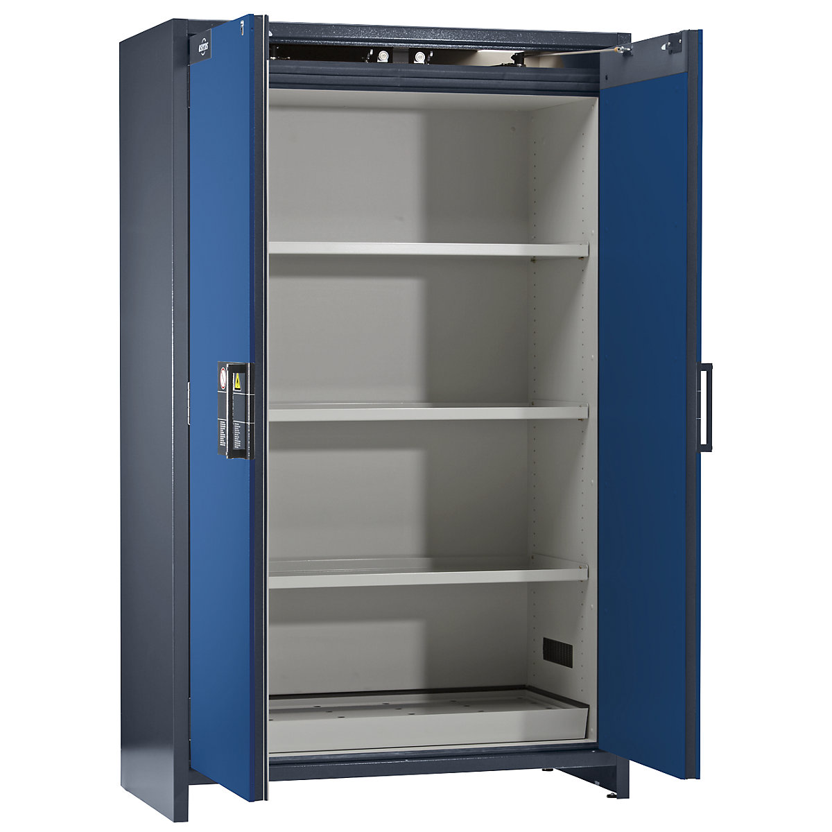 Fire resistant industrial hazardous goods cupboard, type 90 – asecos, HxWxD 1955 x 1200 x 615 mm, gentian blue door-25