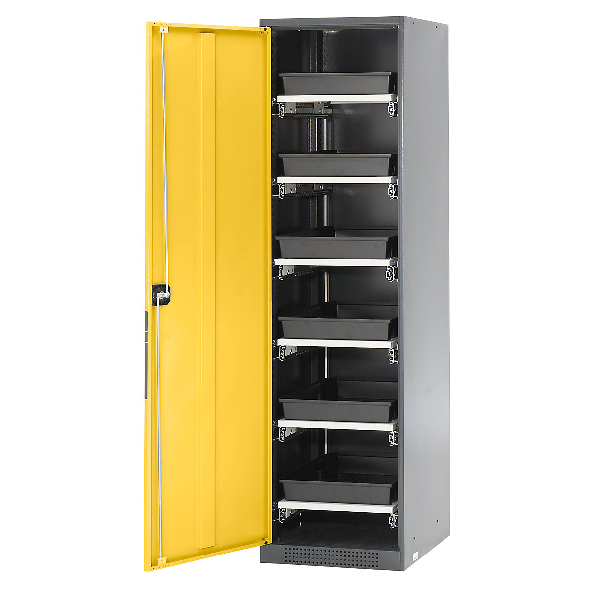Laboratory chemical storage cupboard – asecos, 1 door, tall, 6 drawers, without vision panel, yellow-5