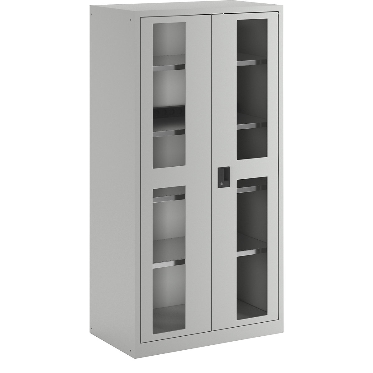 Battery charging cabinet – LISTA, 4 shelves, vision panel doors, power strip at rear, grey-24