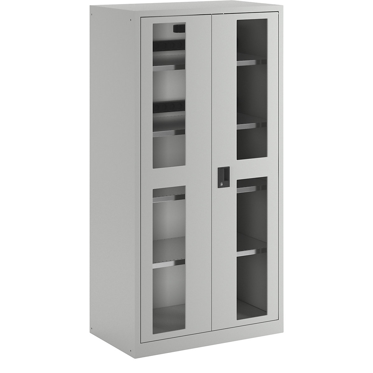 Battery charging cabinet – LISTA, 4 shelves, vision panel doors, 2 power strips at rear with RCD/circuit breaker, grey-21