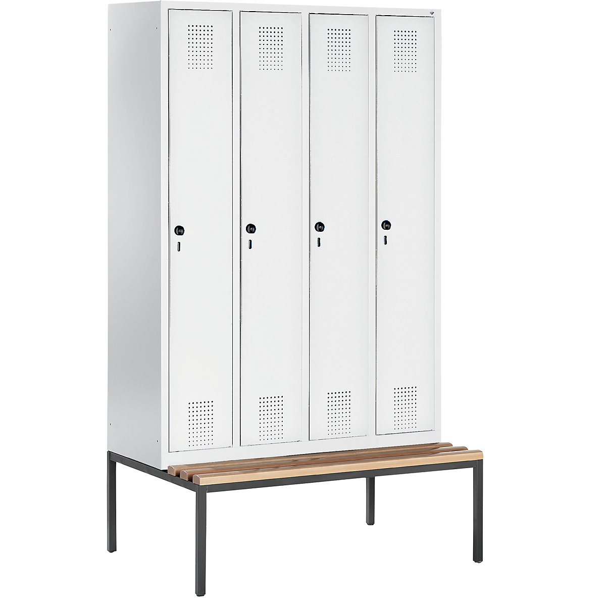 C+P EVOLO cloakroom locker with bench mounted underneath, 4