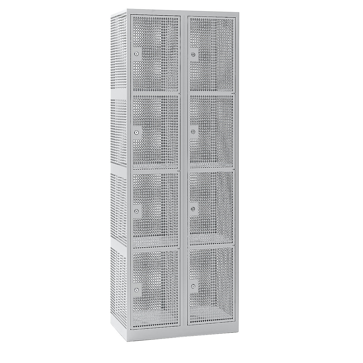 EUROKRAFTpro Perforated sheet steel locker, width 600 mm compartment 300 mm, 8 compartments