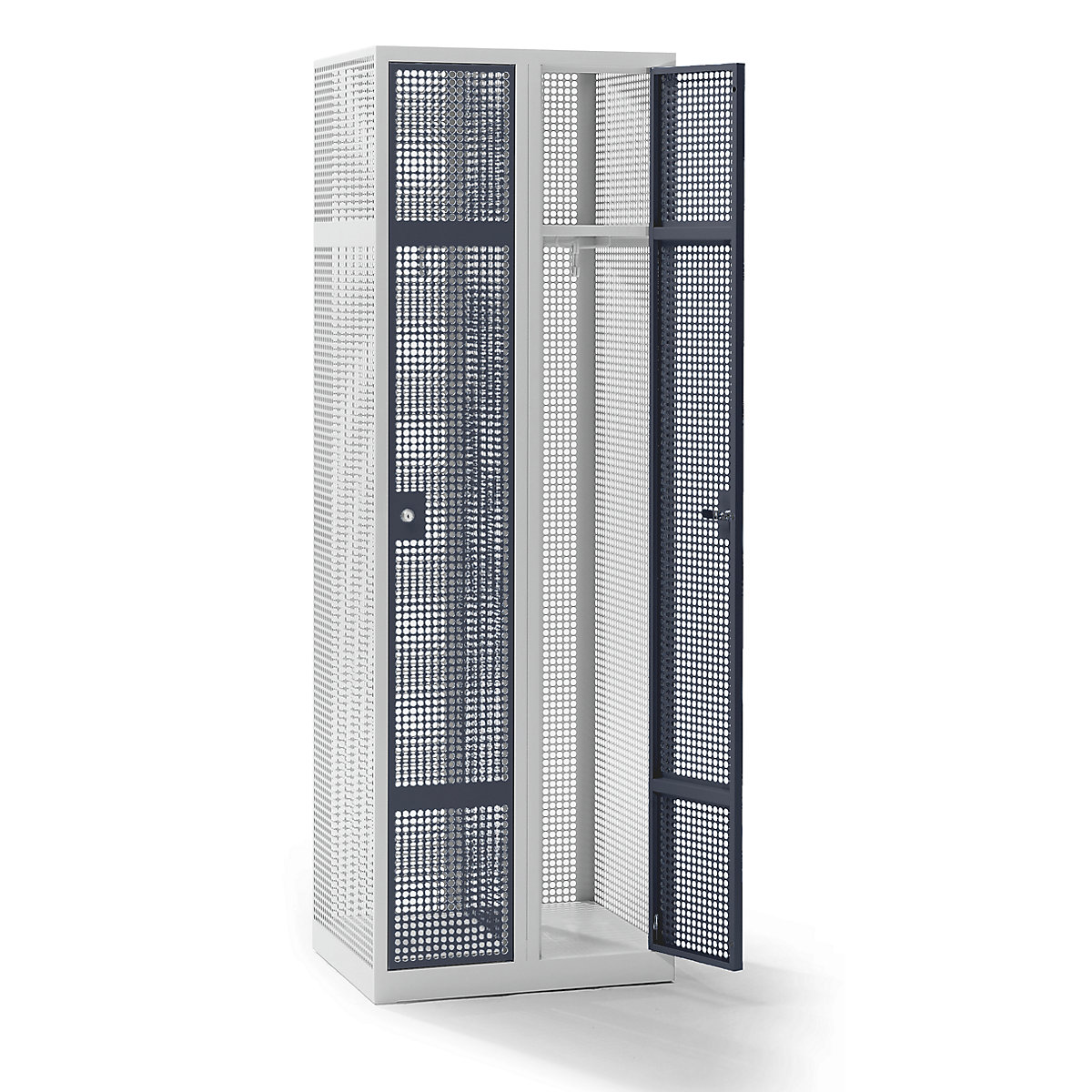 EUROKRAFTpro Perforated sheet steel locker, width 600 mm compartment 300 mm, 2 compartments