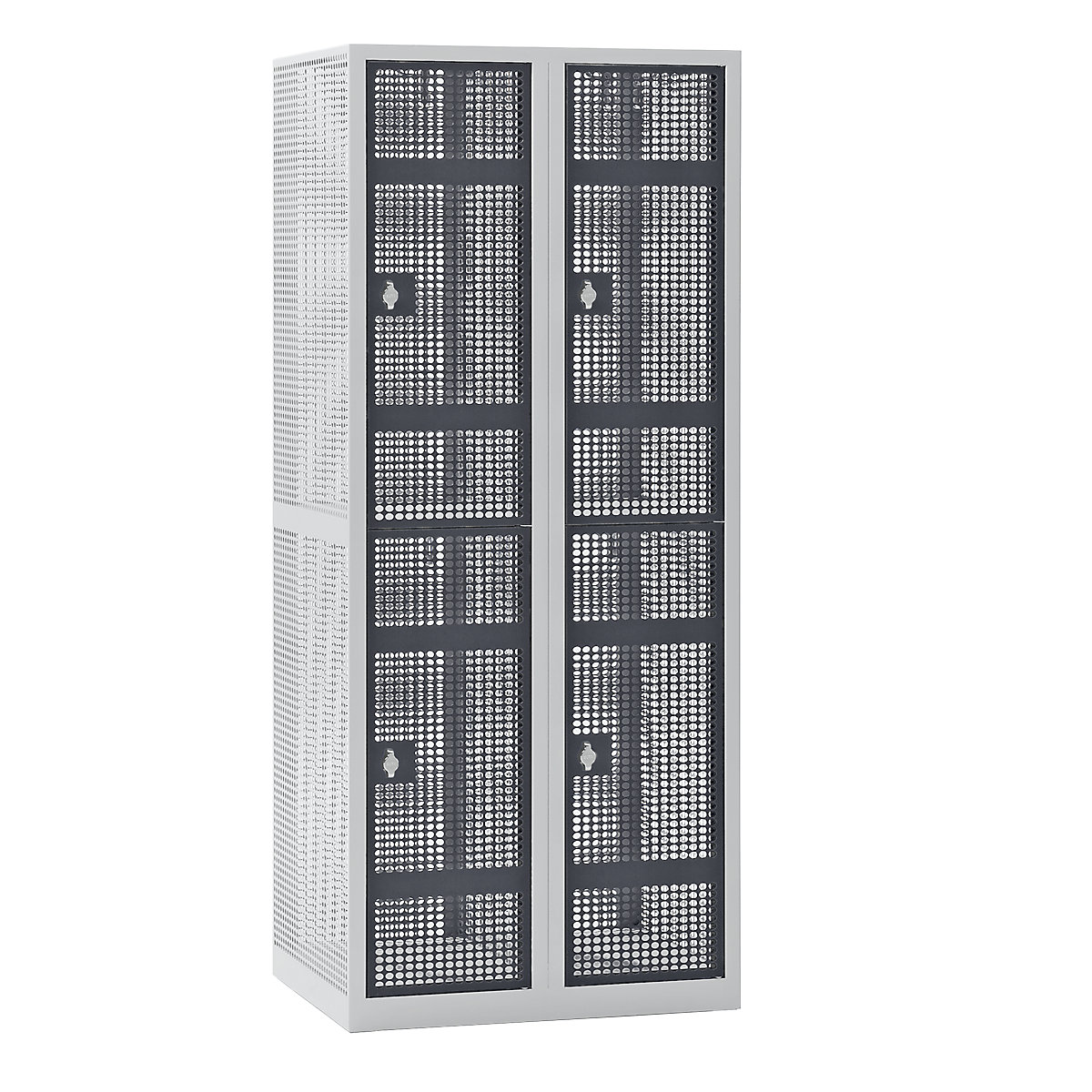 EUROKRAFTpro Perforated sheet steel locker, width 800 mm compartment 400 mm, 4 compartments