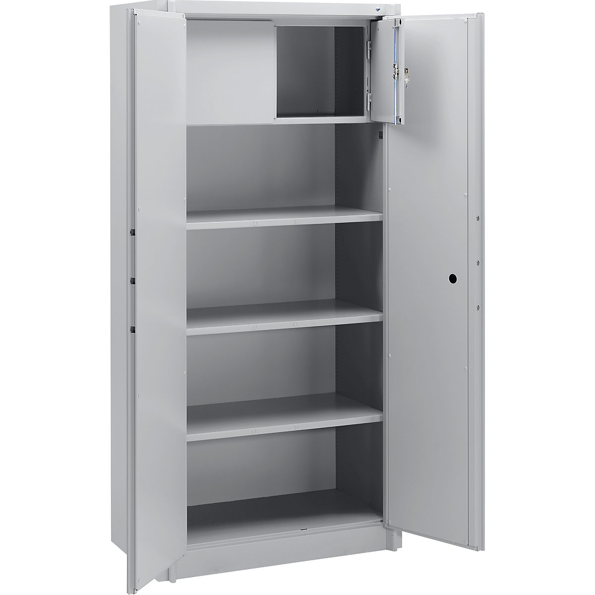 Steel cupboard, fireproof – C+P, DIN 4102 compliant, HxWxD 1950 x 930 x 500 mm, light grey, with locker-10