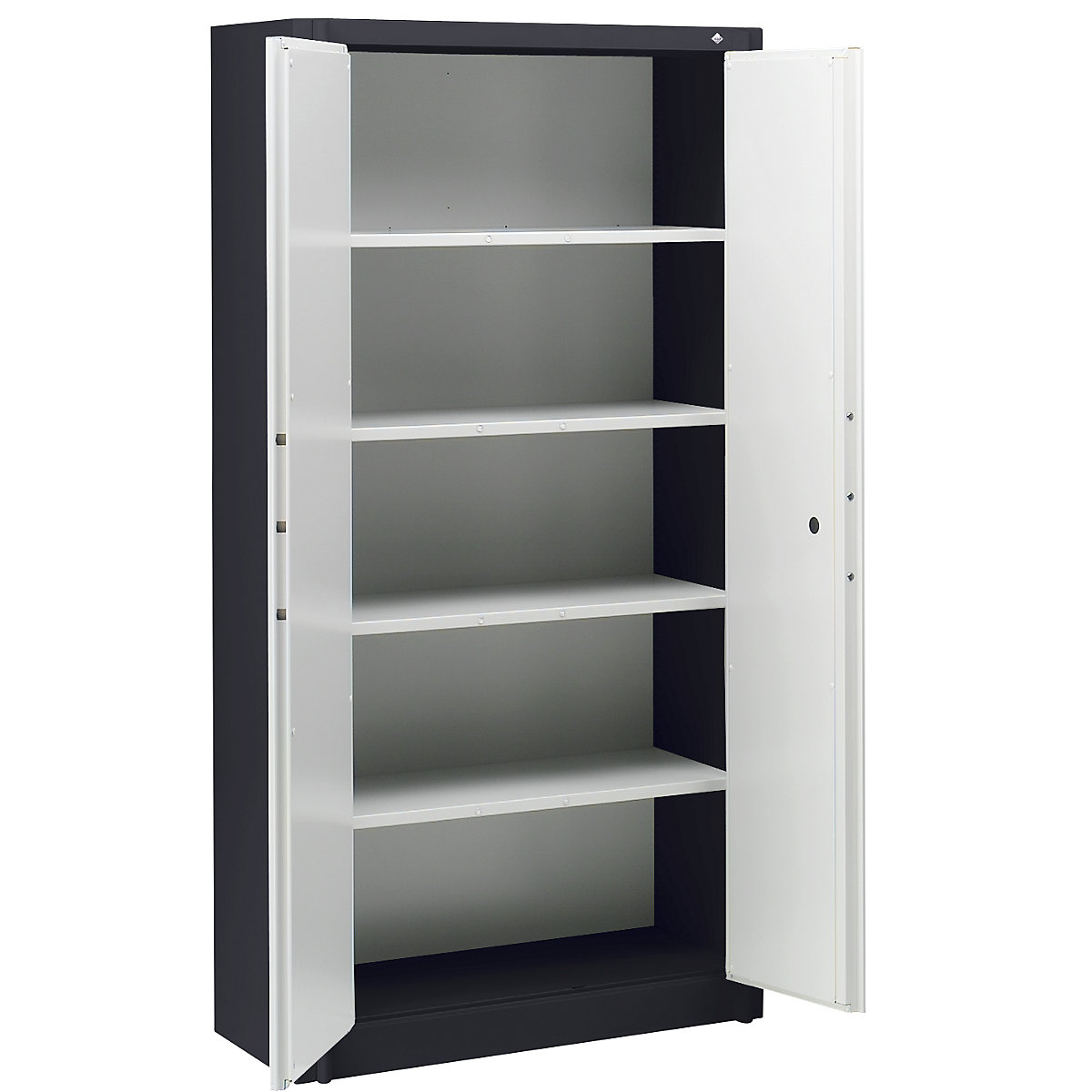Steel cupboard, fireproof – C+P, DIN 4102 compliant, HxWxD 1950 x 930 x 500 mm, black grey/light grey-17