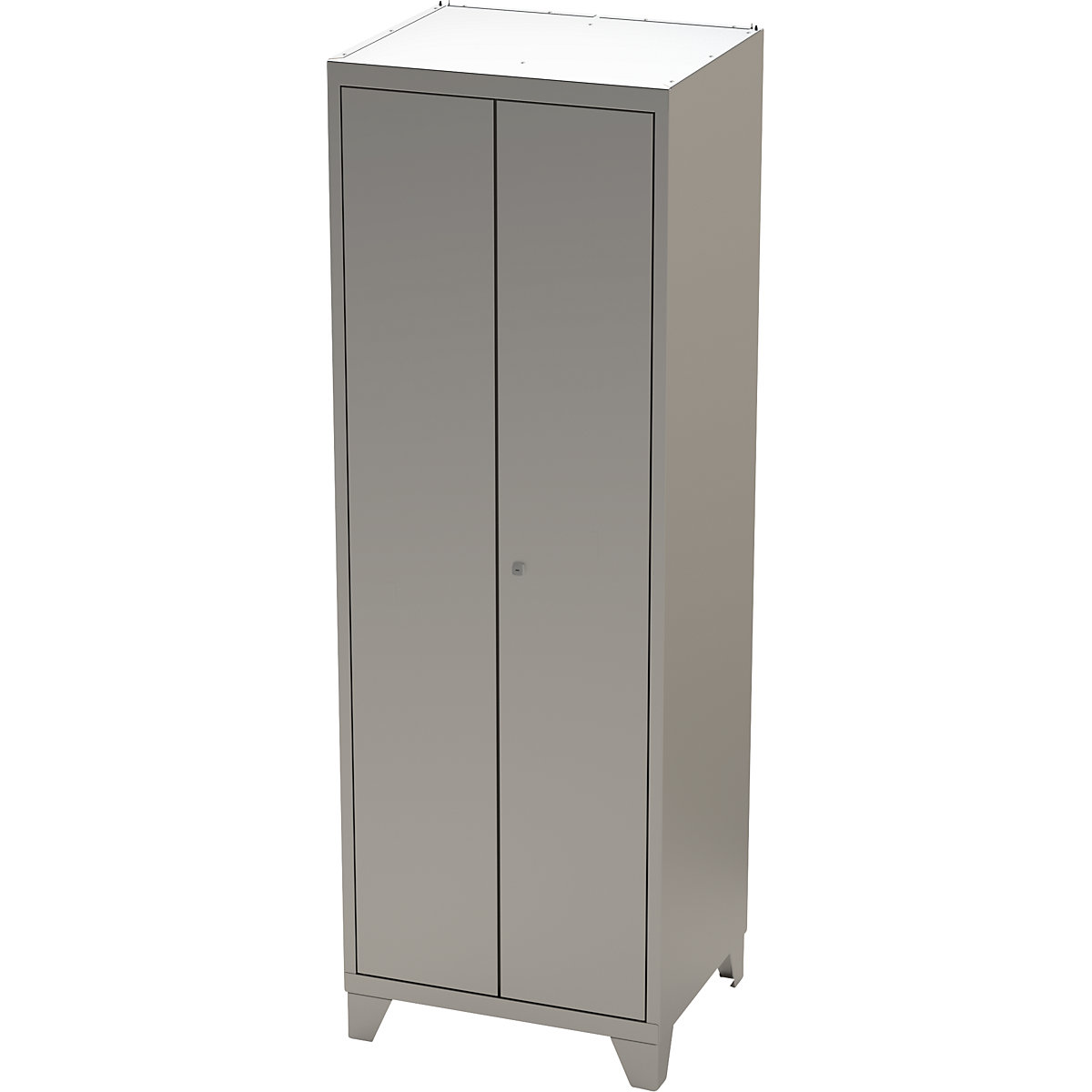 Stainless steel cabinet with stud feet, wardrobe with 2 wardrobe compartments, height x width x depth 1800 x 600 x 500 mm