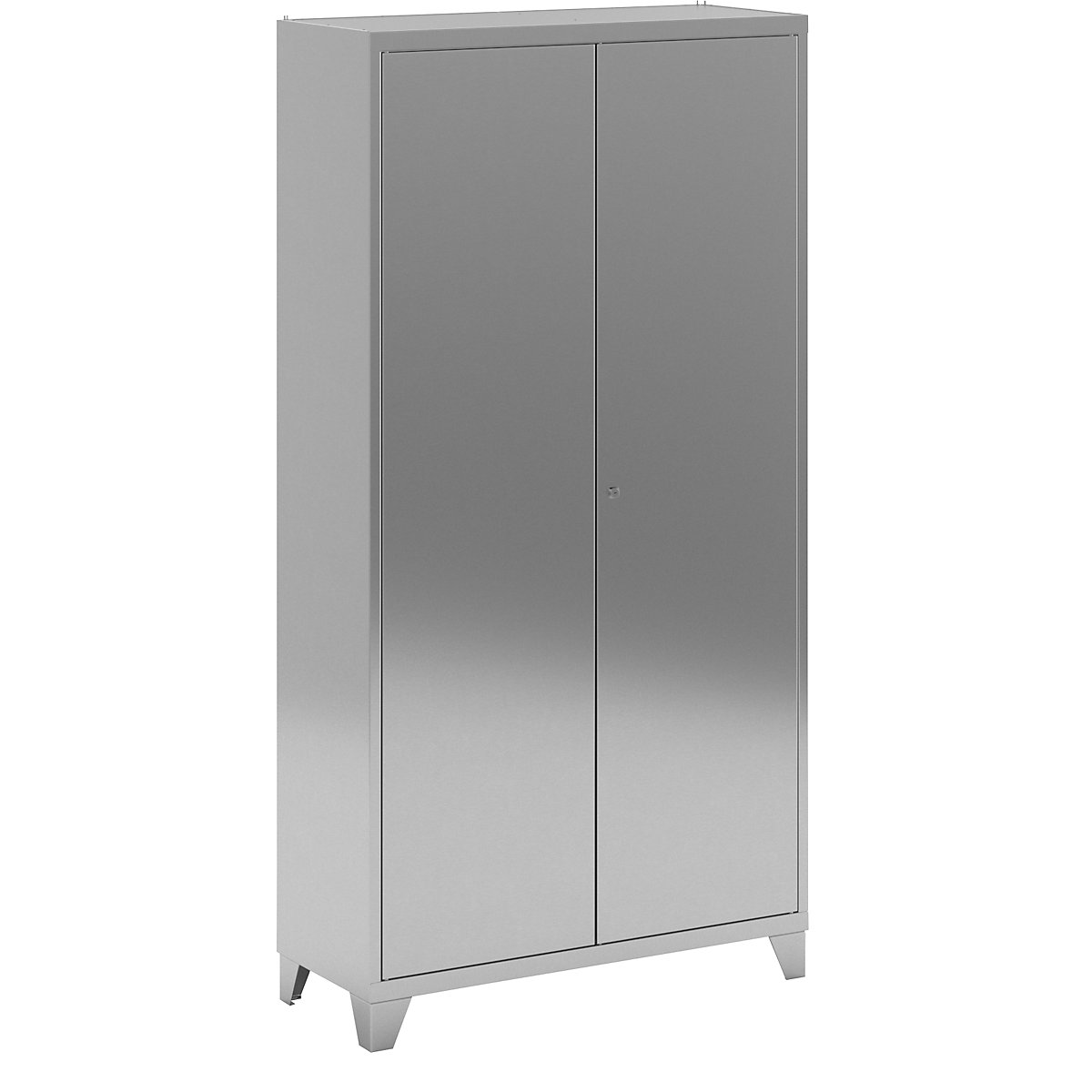 Stainless steel double door cupboard with stud feet