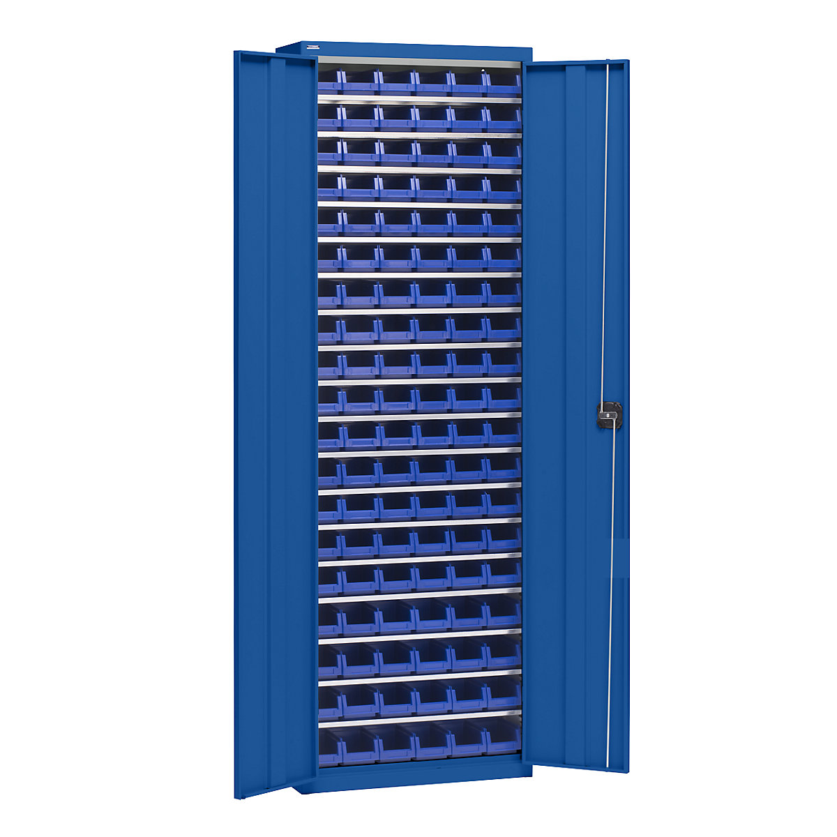 Storage cupboard with storage boxes – eurokraft pro, height 2000 mm, 18 shelves, gentian blue-5