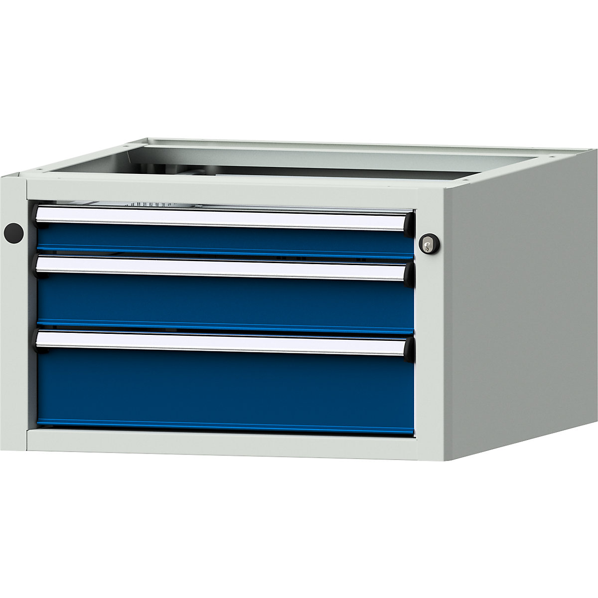Add-on drawer unit for electrically height adjustable LIFT work tables – ANKE, WxD 570 x 615 mm, height 330 mm, 3 drawers-2