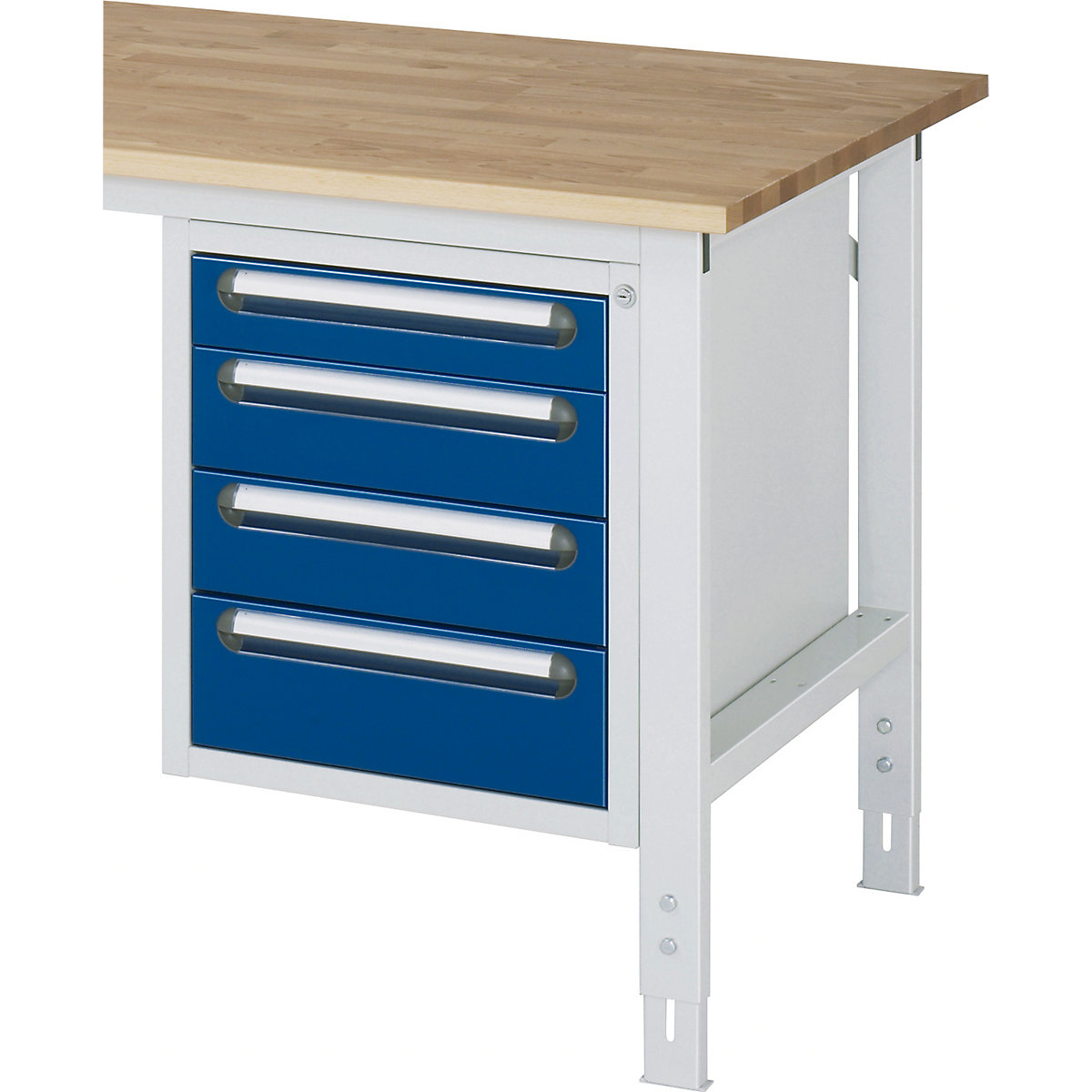 Add-on drawer unit – RAU, height 545 mm, 4 drawers, light grey / gentian blue-2