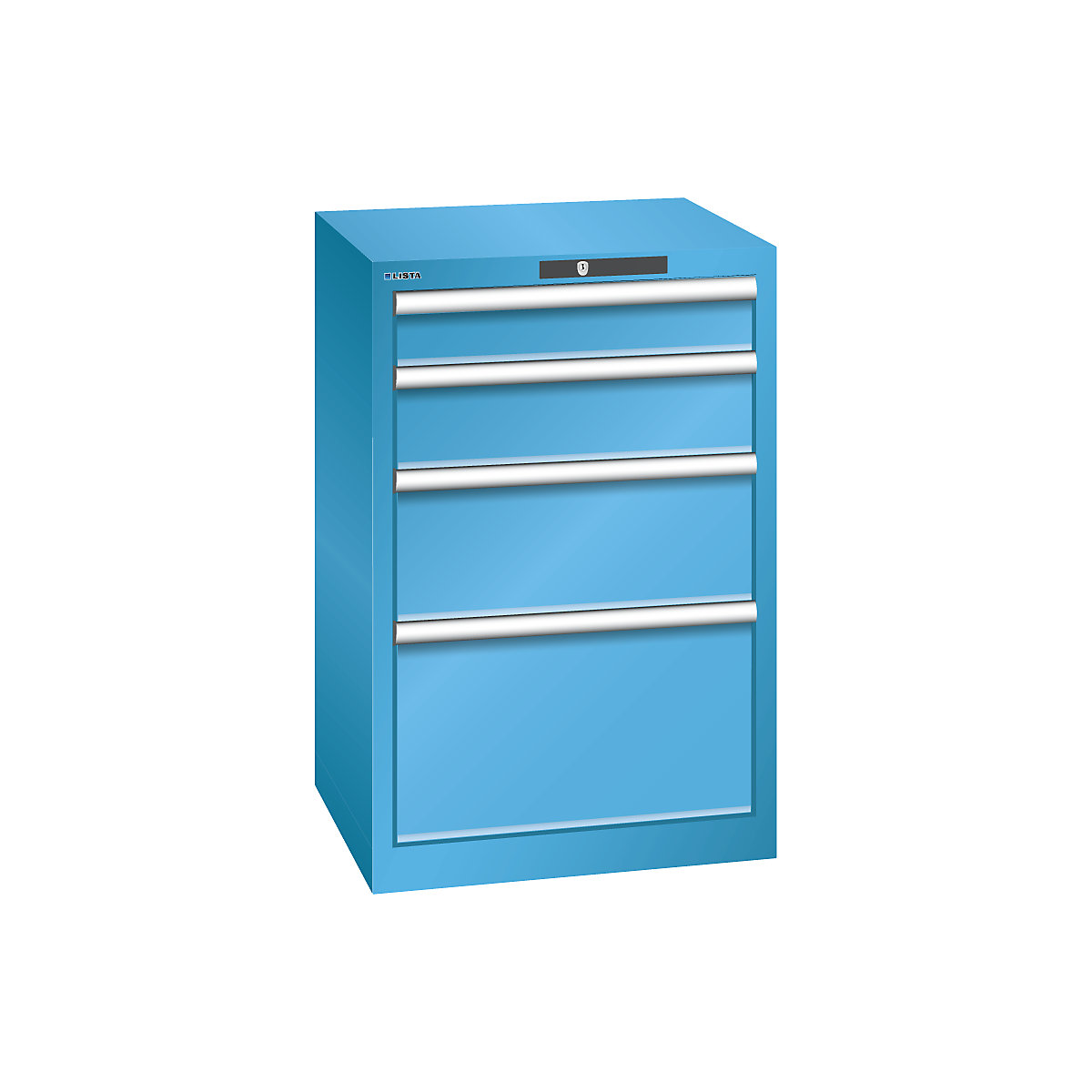 Drawer cupboard, 4 drawers – LISTA, WxDxH 564 x 572 x 850 mm, light blue-10