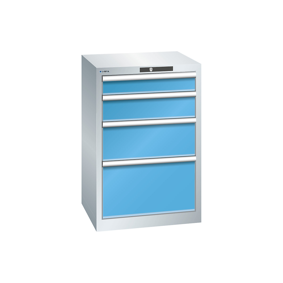 Drawer cupboard, 4 drawers – LISTA, WxDxH 564 x 572 x 850 mm, light grey / light blue-11