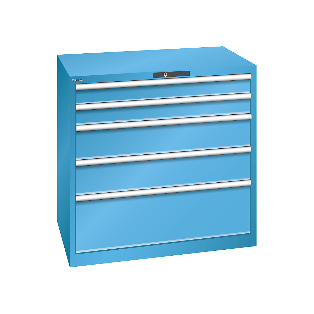 Drawer cupboard, 5 drawers – LISTA, WxDxH 1023 x 725 x 1000 mm, light blue-8