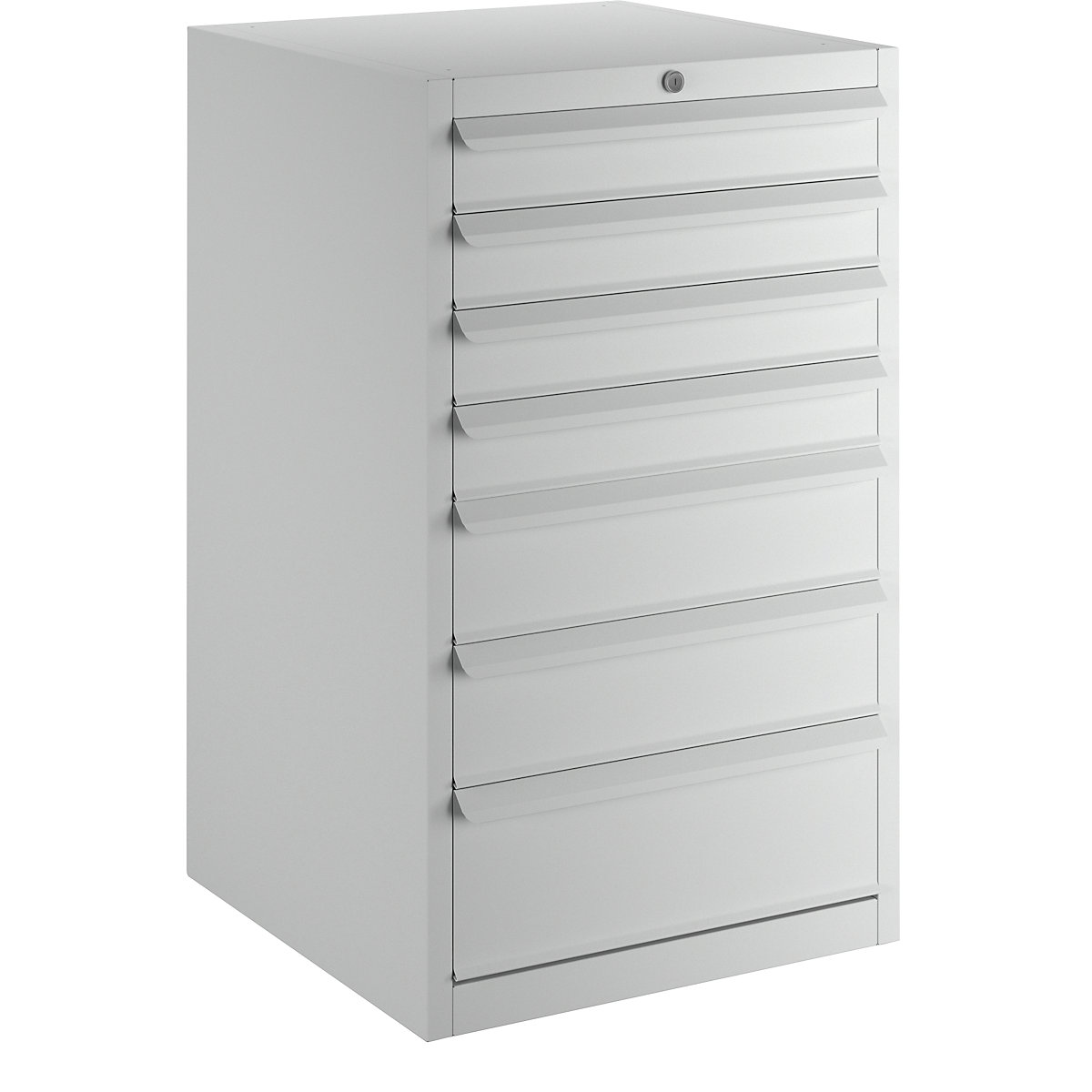 Drawer cupboard, WxD 600 x 600 mm, height 1000 mm, 7 drawers, light grey-3