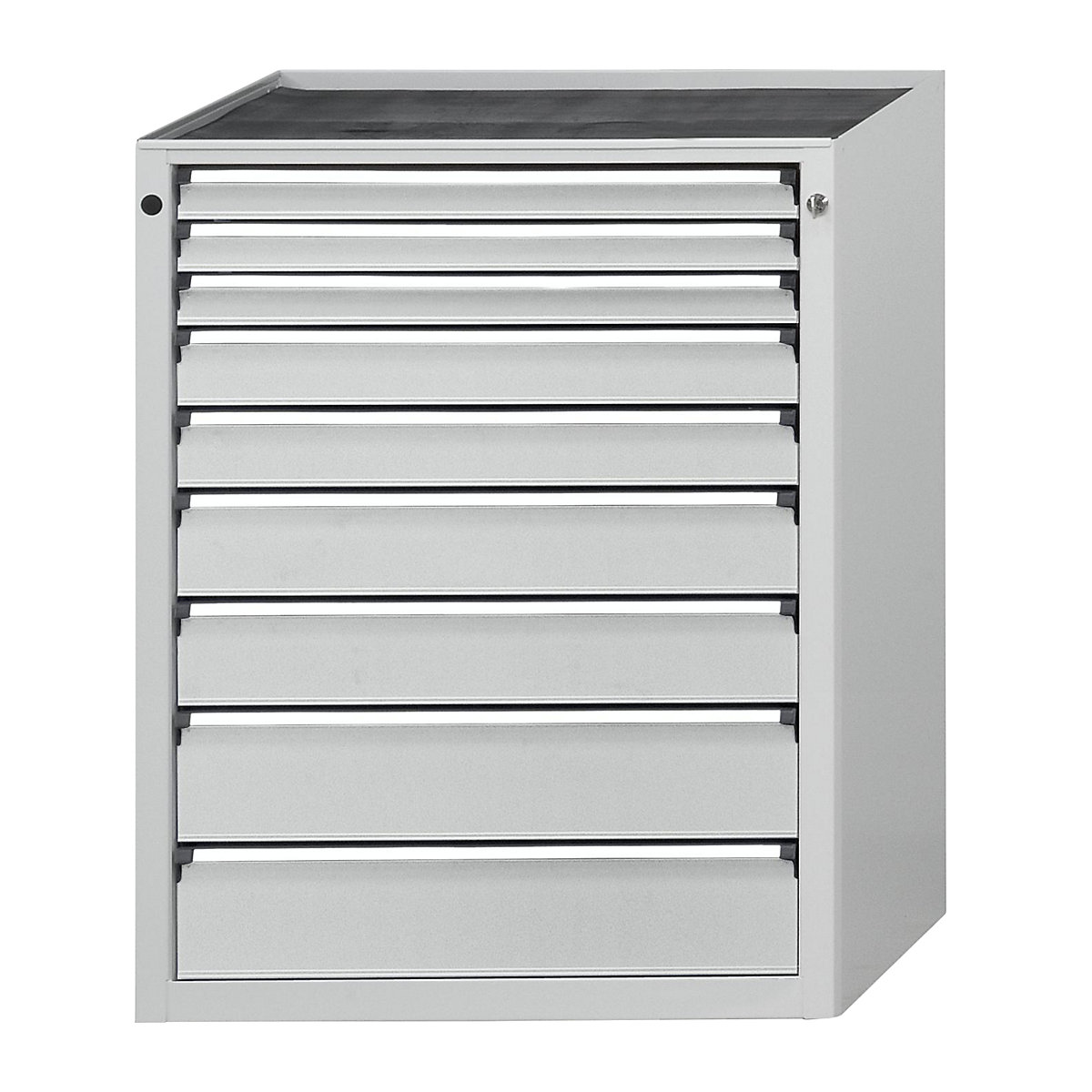 Drawer cupboard – ANKE, WxD 760 x 675 mm, 9 drawers, height 980 mm, front in light grey-6
