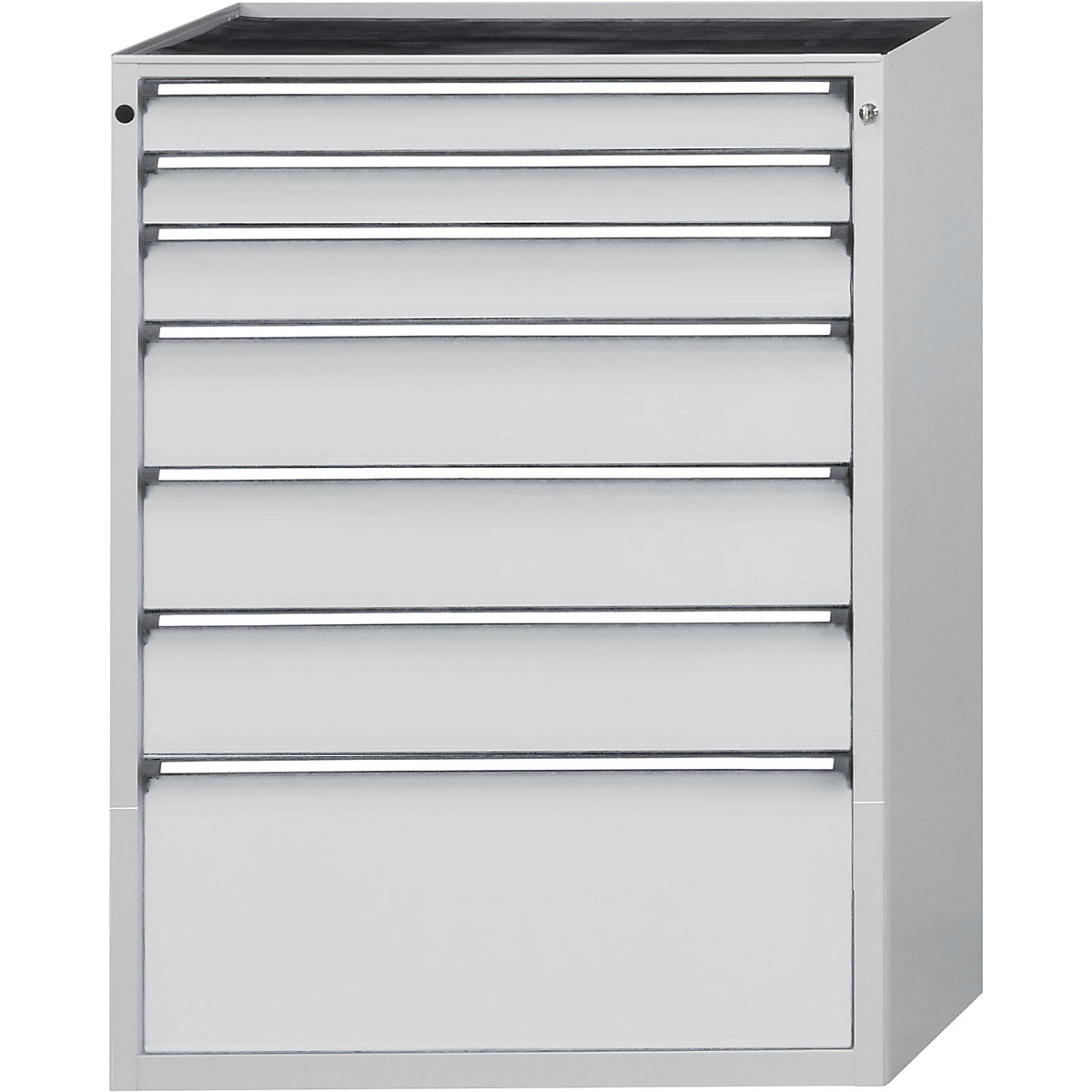 Drawer cupboard – ANKE, WxD 910 x 675 mm, 7 drawers, height 1280 mm, front in light grey-11