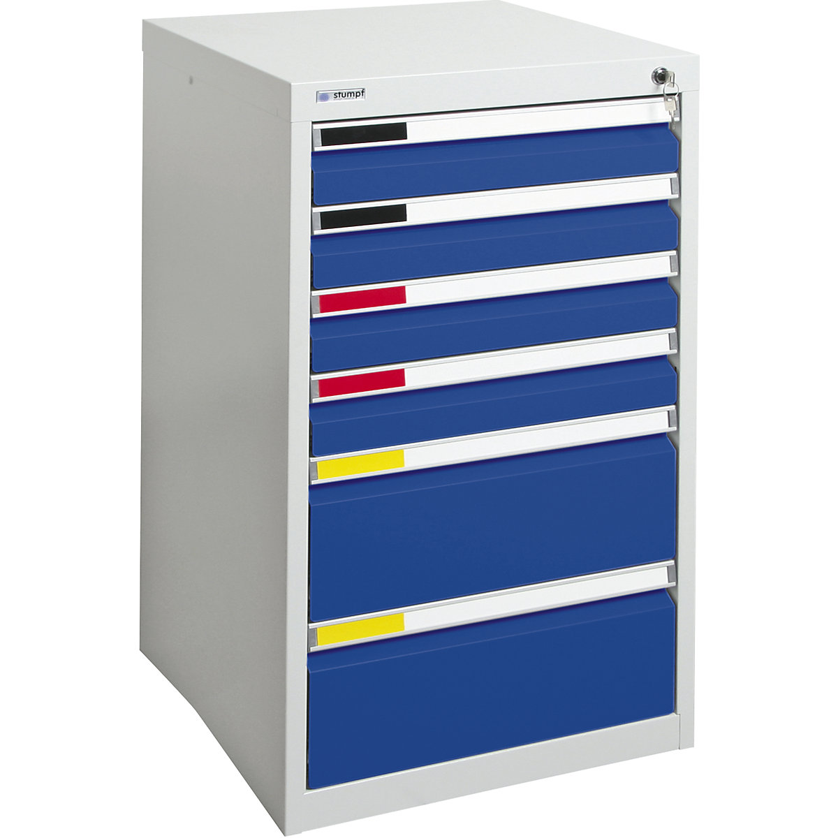 Drawer cupboard, width 500 mm, 6 drawers, light grey / gentian blue-13