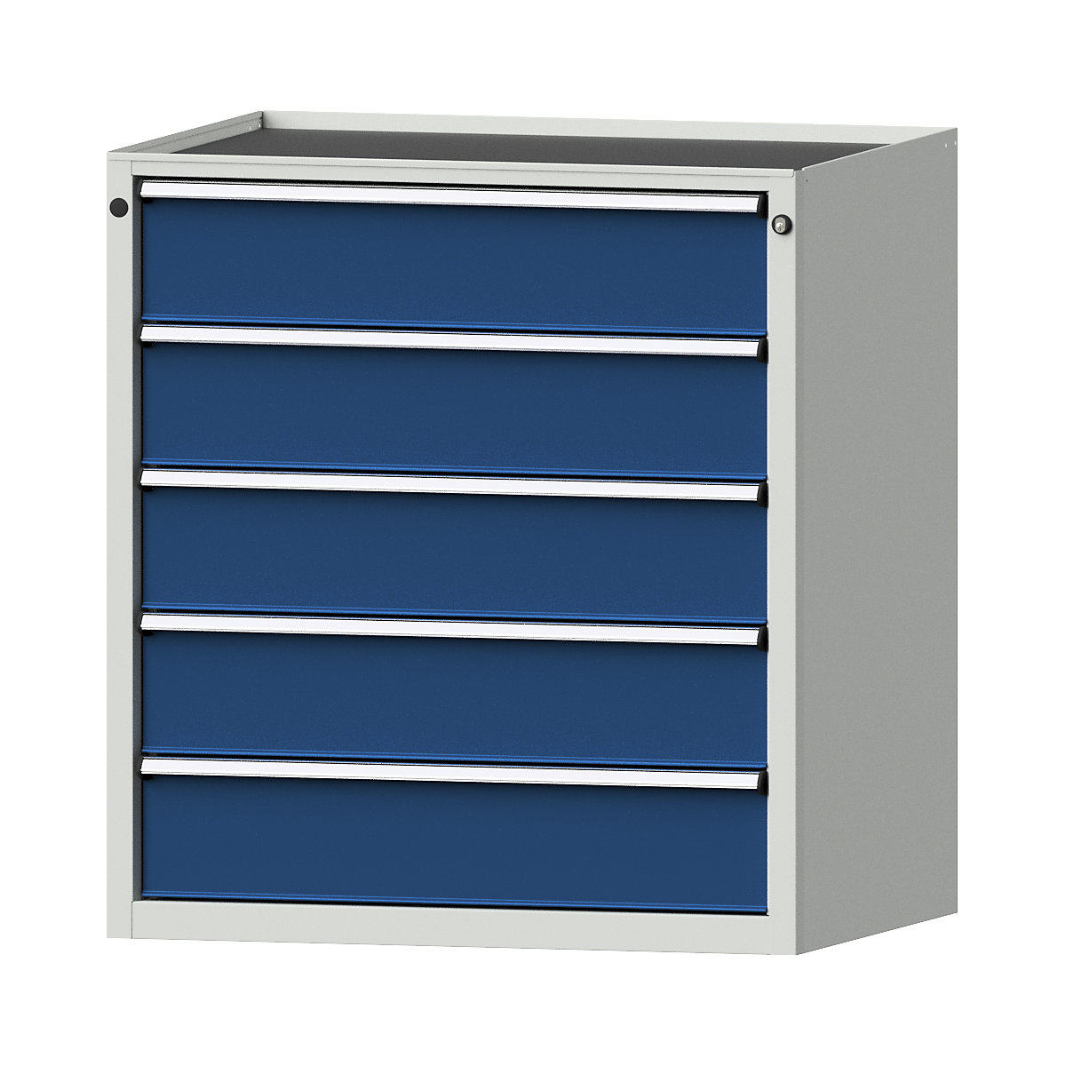 Drawer cupboard – ANKE, WxD 910 x 675 mm, 5 drawers, height 980 mm, front in gentian blue-14