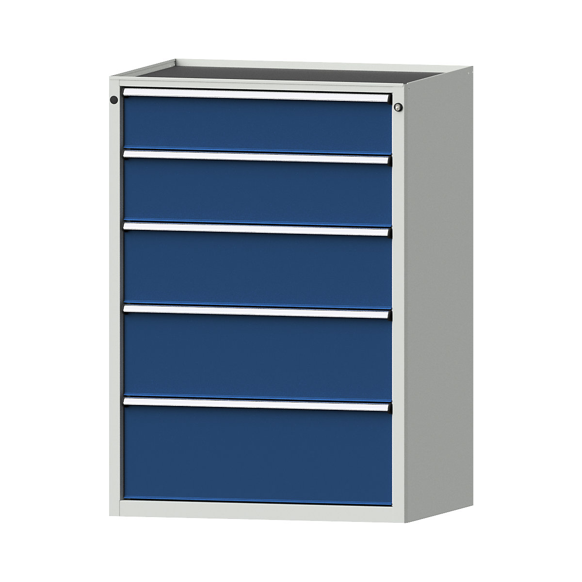 Drawer cupboard – ANKE, WxD 910 x 675 mm, 5 drawers, height 1280 mm, front in gentian blue-5