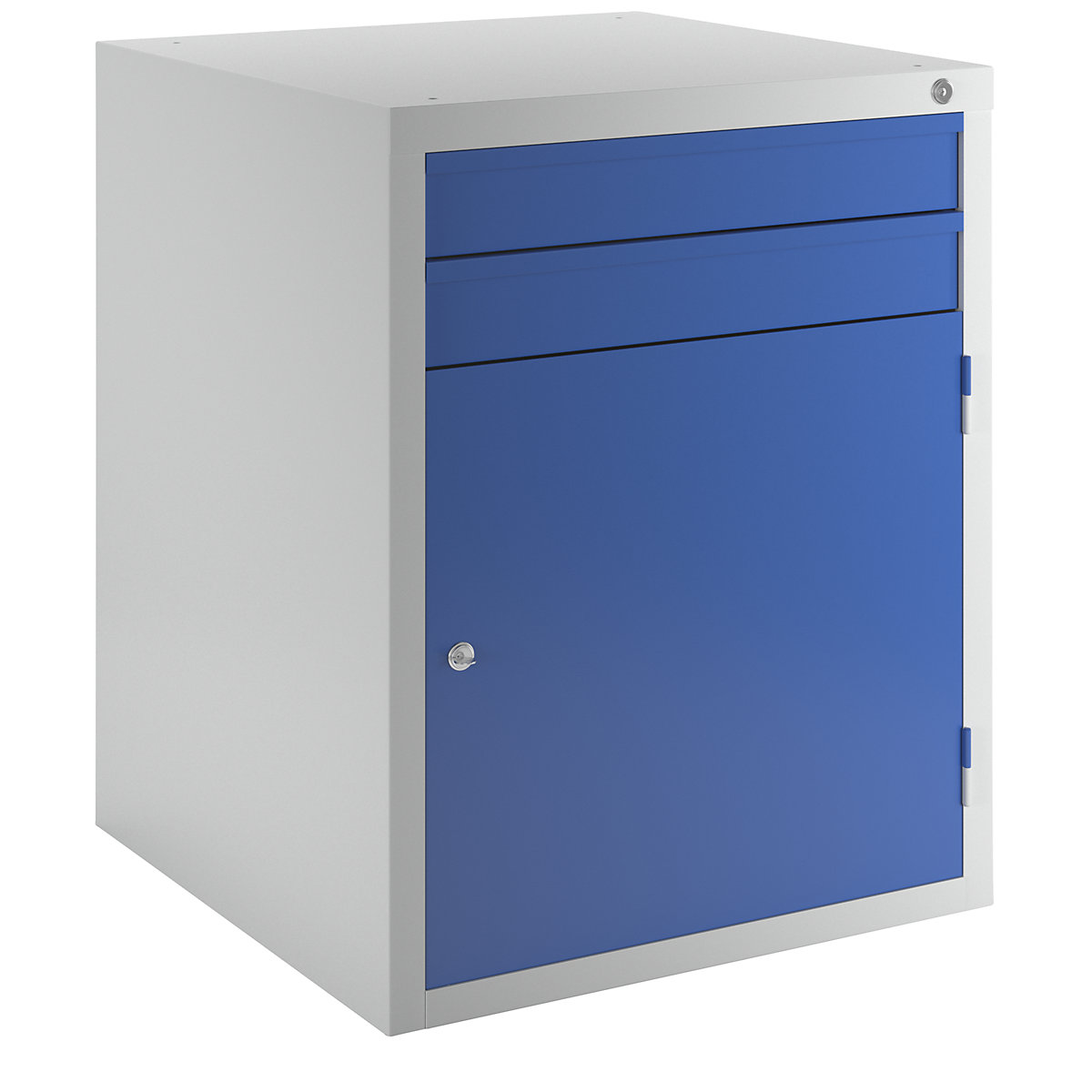 Drawer cupboard, 2 drawers, 1 door, light grey/blue-5