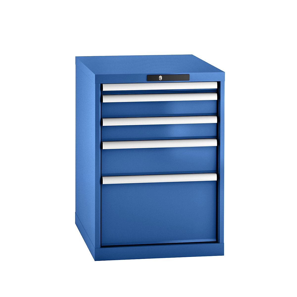 Drawer cupboard, sheet steel – LISTA, HxW 800 x 564 mm, 5 drawers, gentian blue-20