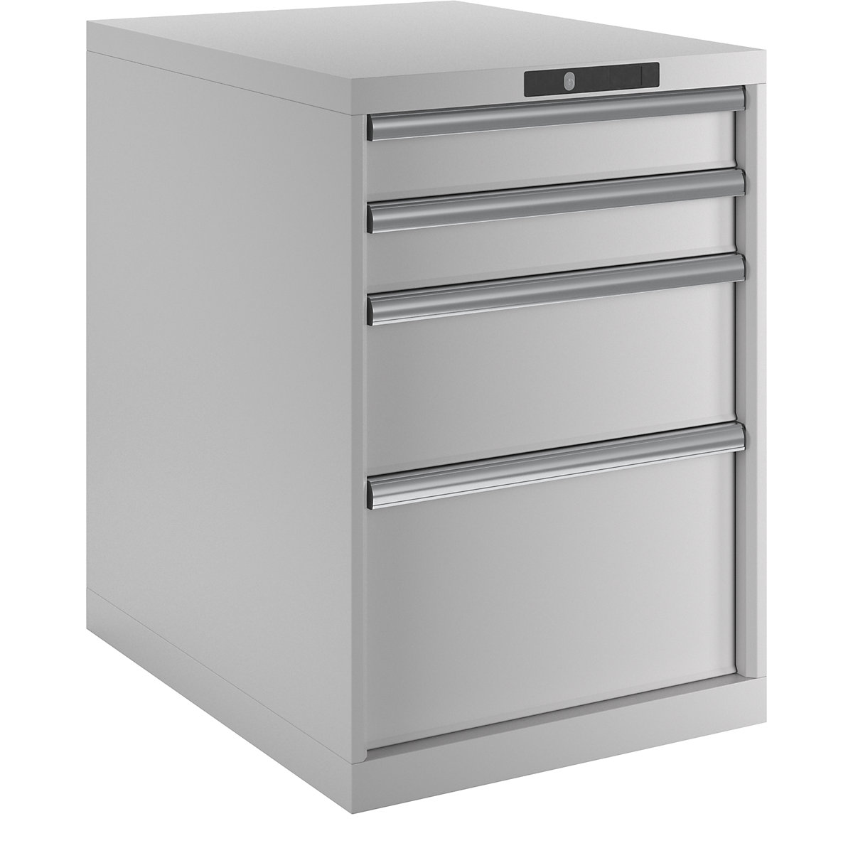 Drawer cupboard, sheet steel – LISTA, HxW 800 x 564 mm, 4 drawers, light grey-9