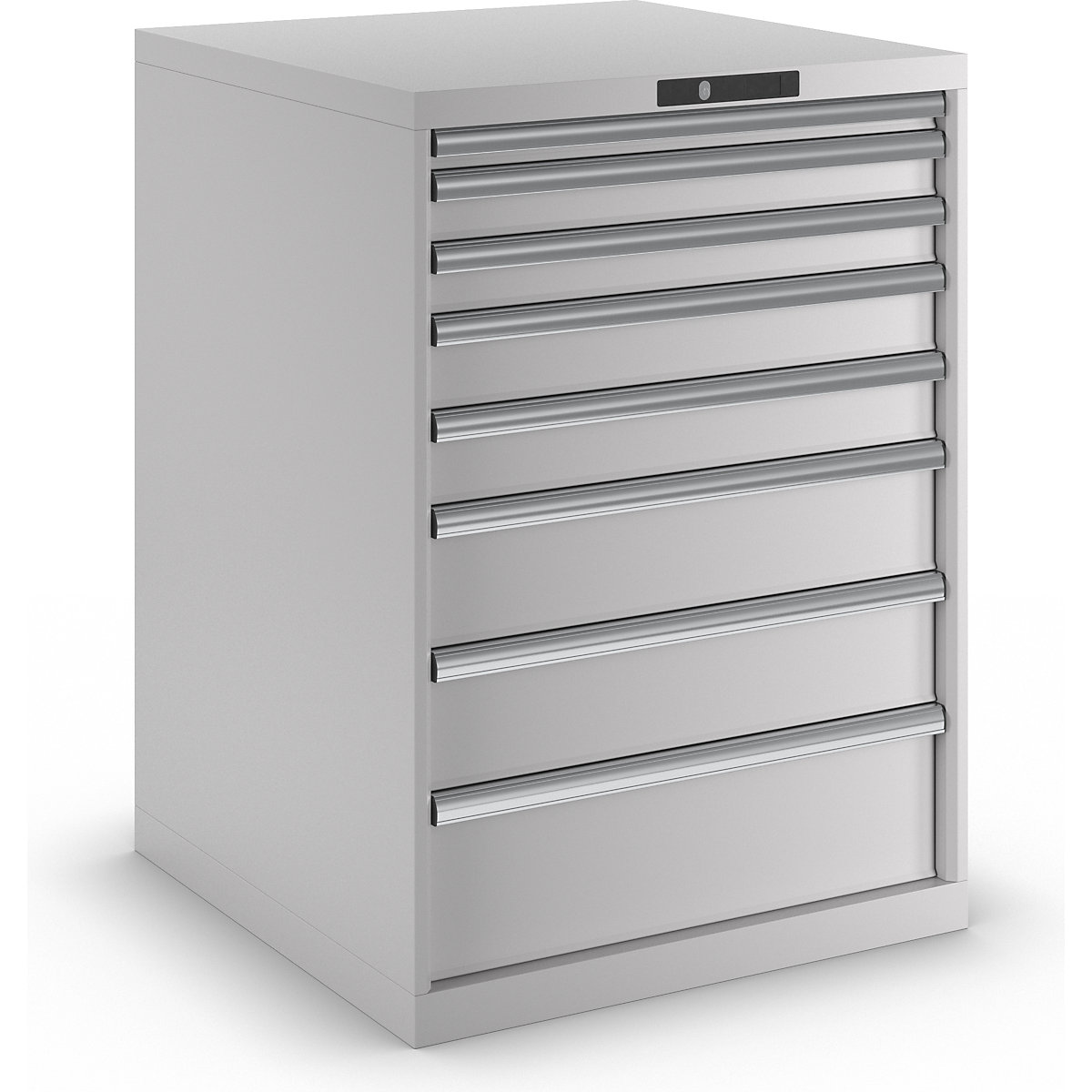Drawer cupboard, sheet steel – LISTA, HxW 1000 x 717 mm, 8 drawers, light grey-11